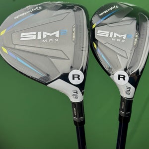TaylorMade SIM2 Max Fairway Wood, Hybrid Set 3W-15*, 3H-19* Regular Flex NEW!