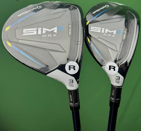 TaylorMade SIM2 Max Fairway Wood, Hybrid Set 3W-15*, 3H-19* Regular Flex NEW!