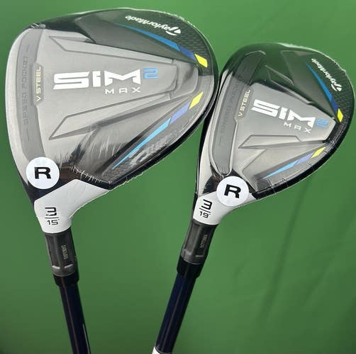 TaylorMade SIM2 Max Fairway Wood, Hybrid Set LEFT Hand 3W-15*, 3H-19* Regular LH