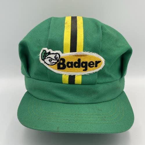Vintage Badger Patch Stripe Trucker Hat Snapback Cap Rare 1980s
