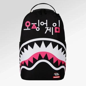 Sprayground Squid Game Logo Shark Mouth DLXR Backpack Unisex Black Bag GBS158