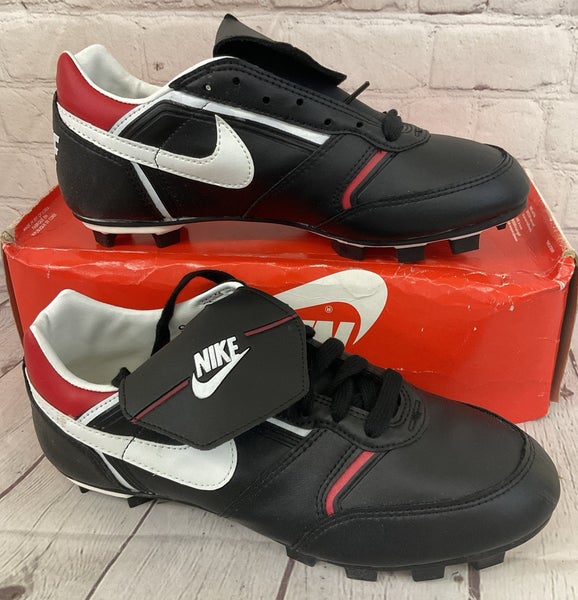 Nike 3706 MCS SLAM Leather Soccer Cleats Black White Red US 9