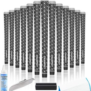 CHAMPKEY X Rubber Golf Grips 13 Pack - All Weather Midsize Black