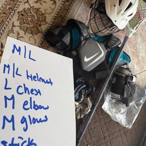 Lacrosse equipment full set up! Meets NOCSAE standards m/l adjustable