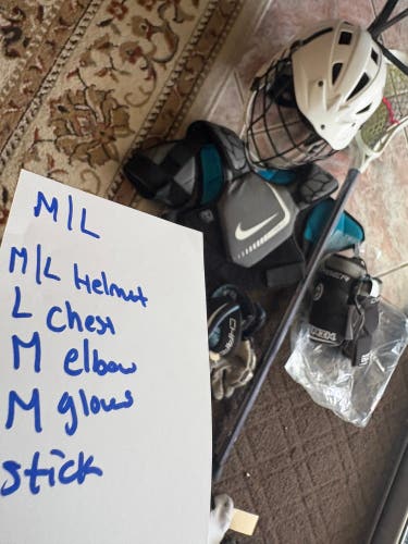 Lacrosse equipment full set up! Meets NOCSAE standards m/l adjustable