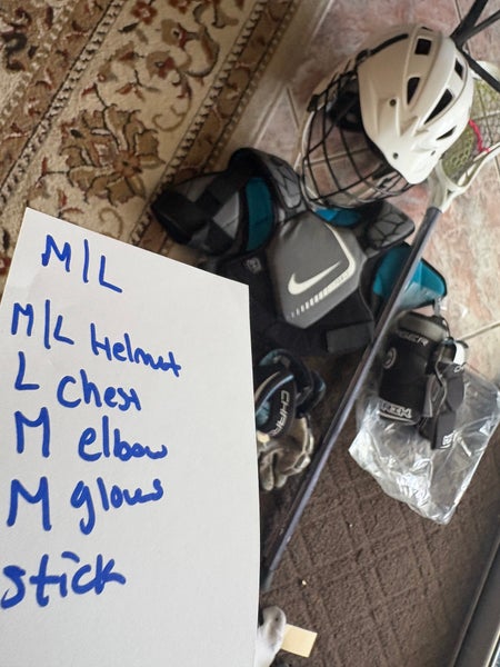 Lacrosse equipment full set up! Meets NOCSAE standards m/l adjustable