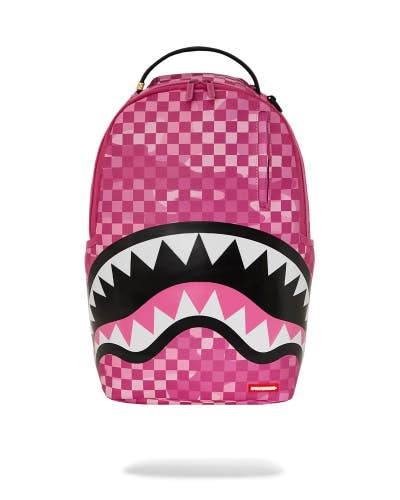 Sprayground Pink Camocheck Backpack Unisex Graphic Print Travel Laptop Bag DSB92