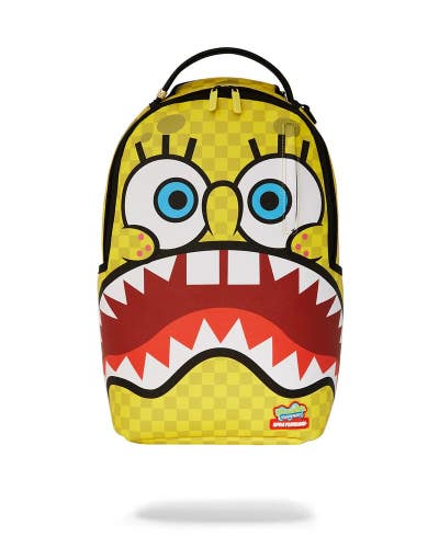 Sprayground SpongeBob CheckerBob DLXSV Backpack Yellow Travel Laptop Bag DSB83