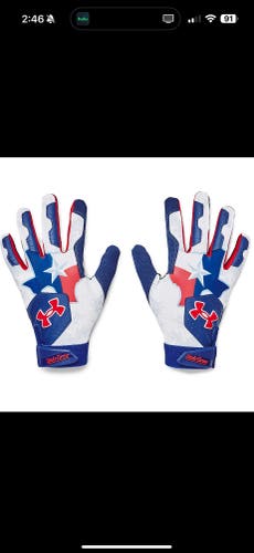 New men's M Texas Flag- Under Armour clean up Batting Gloves