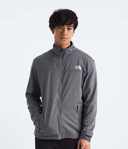 The North Face Cedar Trail Grid Jacket Men's Small Gray Fleece Full-Zip FHD164
