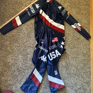 US Ski Team Kappa Men's XL Speed Ski Suit (Used) FIS Legal (plus bonus training suit!)