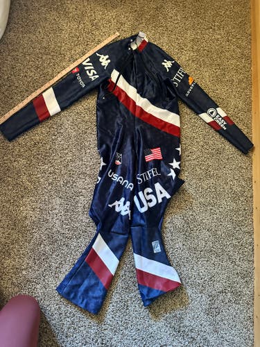 US Ski Team Kappa Men's XL Speed Ski Suit (Used) FIS Legal (plus bonus training suit!)