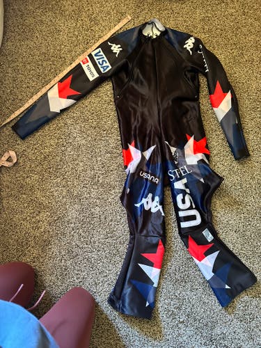 US Ski Team Kappa Men's XL Speed Ski Suit (Used) FIS Legal (plus bonus training suit!)