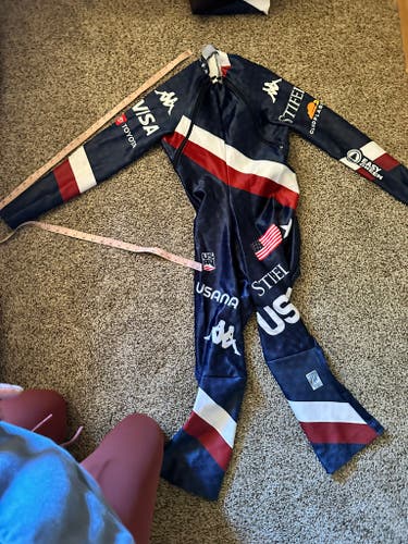 US Ski Team Kappa Men's XL Speed Ski Suit (Used) FIS Legal (plus bonus training suit!)