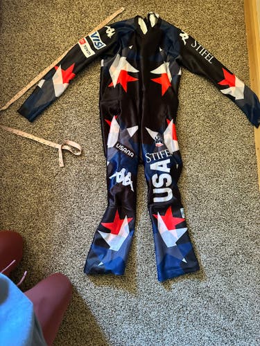 US Ski Team Kappa Men's XL Speed Ski Suit (Used) FIS Legal (plus bonus training suit!)