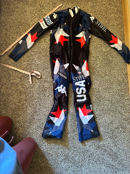 US Ski Team Kappa Men's XL Speed Ski Suit (Used) FIS Legal (plus bonus training suit!)