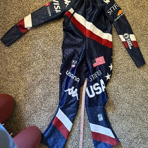 US Ski Team Kappa Men's XL Speed Ski Suit (Used) FIS Legal (plus bonus training suit!)