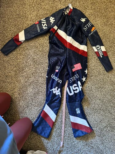 US Ski Team Kappa Men's XL Speed Ski Suit (Used) FIS Legal (plus bonus training suit!)