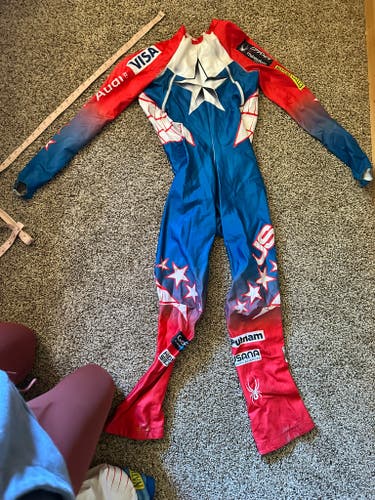US Ski Team Men's custom size XL Tall Spyder Marvel Ski Suit (Used) FIS Legal - small tear