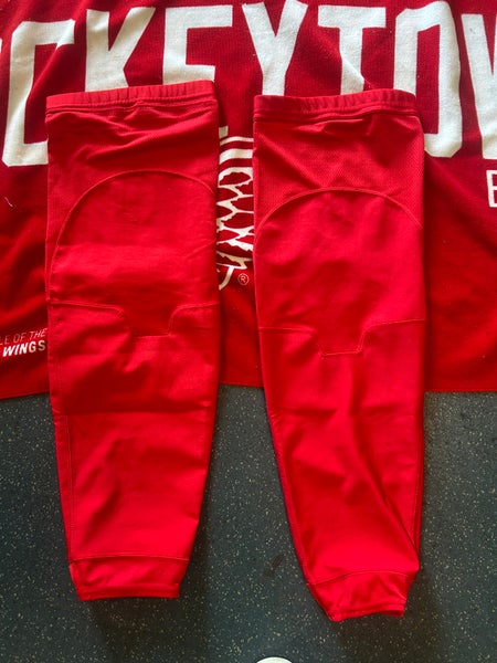 NHL Detroit Red Wings Adidas Pro stock Sr. XL 32" Ice Hockey Socks Cut Proof Made in Canada
