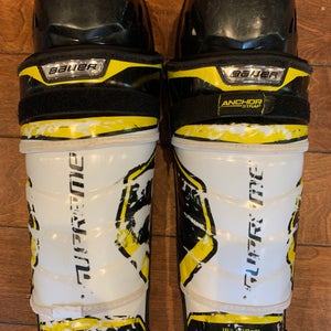 15" Pro Stock Bauer Supreme 2S Pro Shin Pads Guards - NHL Flyers *Read Full Description*