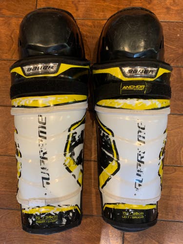 15" Pro Stock Bauer Supreme 2S Pro Shin Pads Guards - NHL Flyers *Read Full Description*