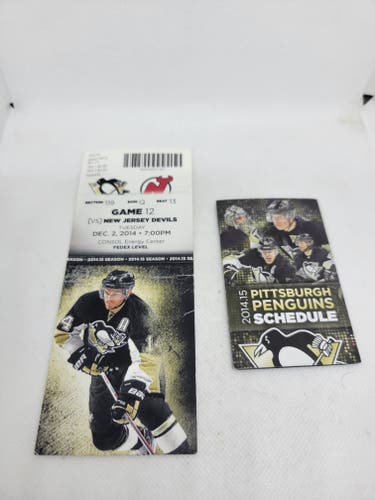 Pittsburgh Penguins vs New Jersey Devils NHL December 2, 2014 Game Ticket