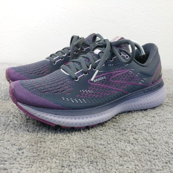 Brooks Glycerin GTS 19 Womens Size 8.5 Running Shoes Gray Purple Sneakers