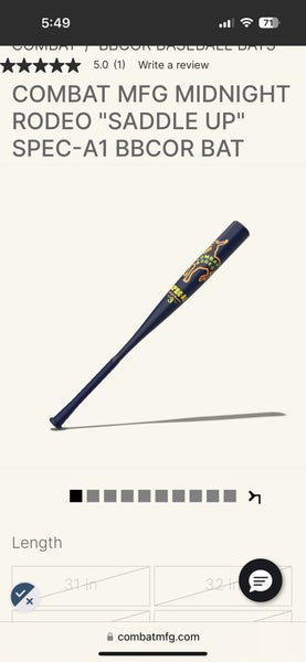 Combat MFG Spec A1 Alloy BBCOR Certified Bat (-3)  31 oz 34" (New)