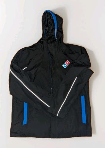 Dominos Gear Employee Hooded Rain Jacket Men S Black Zip Up Windbreaker Delivery
