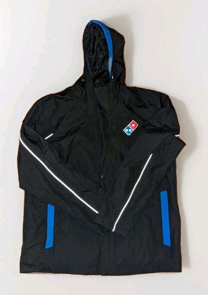 Dominos Gear Employee Hooded Rain Jacket Men S Black Zip Up Windbreaker Delivery
