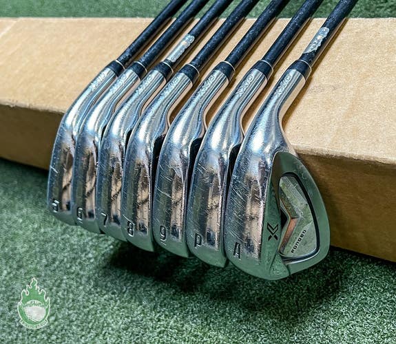 Used RH XXIO X Black Irons 5-PW/AW AX-1 59g Stiff Flex Graphite Golf Club Set