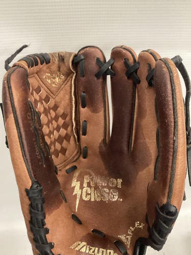Used Mizuno POWER CLOSE BB/SB Glove RH Throw Brown 11" 11851-S000036211