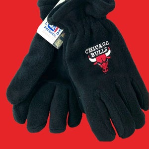 Chicago Bulls Vintage Late '90s NBA Men's Black Fleece NOS Gloves (New)