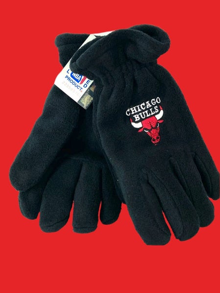 Chicago Bulls Vintage Late '90s NBA Men's Black Fleece NOS Gloves (New)