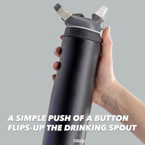 Contigo Ashland Chill matte black Stainless Steel Water Bottle + Straw 20oz nWOT