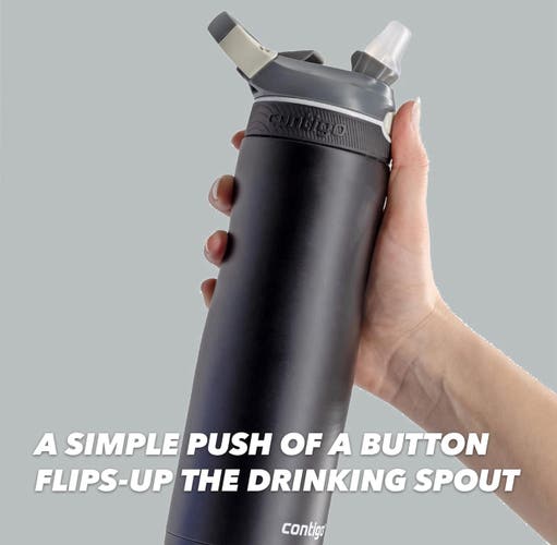 Contigo Ashland Chill matte black Stainless Steel Water Bottle + Straw 20oz nWOT