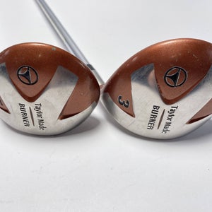 TaylorMade Burner 1998 3 & 5 Fairway Wood Set 15* 18* Bubble L-60 Plus Mens RH