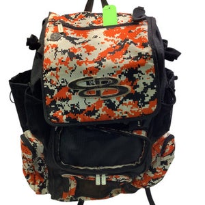 Used BoomBah ORANGE CAMO 4 BAT BB/SB Player Backpack Orange 11347-S000253297