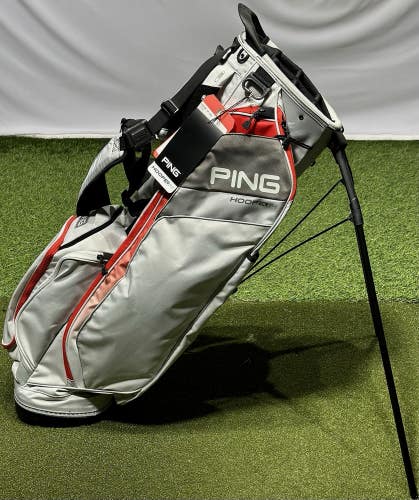 PING 2025 Hoofer 14 Golf Stand Carry Bag Color: Light Grey/Red New!