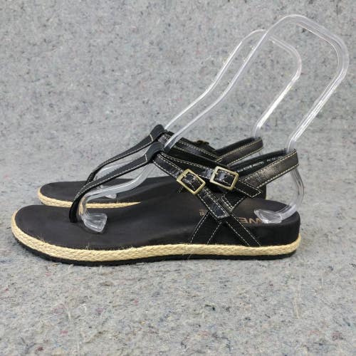 Weil Orthaheel Renew Womens Size 8 Sandals T-Strap Black Buckle Espadrille Shoes