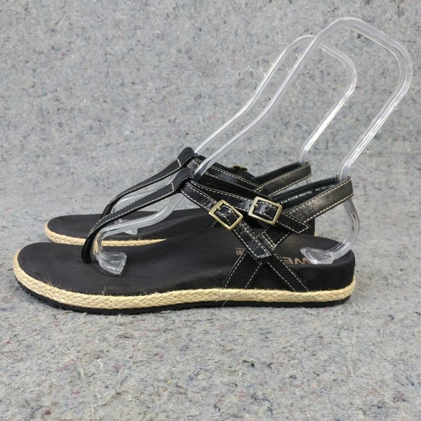 Weil Orthaheel Renew Womens Size 8 Sandals T-Strap Black Buckle Espadrille Shoes