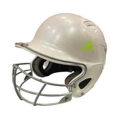 Used Adidas CLIMA COOL ADJUSTABLE Batting Helmet w/Mask White M/L 11859-S000024275