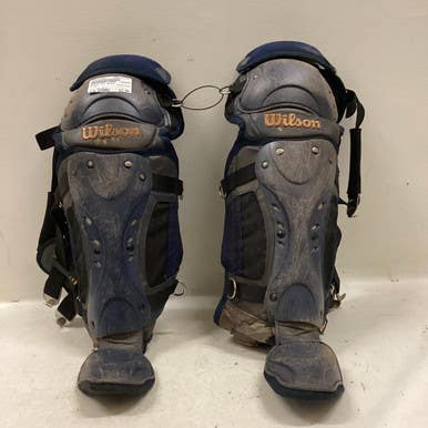 Used Wilson SHINS Catchers Leg Guards Navy Blue Intermed 11725-S000487056