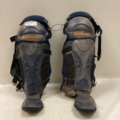 Used Wilson SHINS Catchers Leg Guards Navy Blue Intermed 11725-S000487056