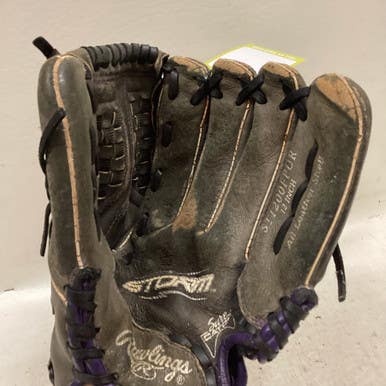 Used Rawlings ST1200FPUR RH Throw Fastpitch Gloves Black And Purple 12" 11725-S000487563