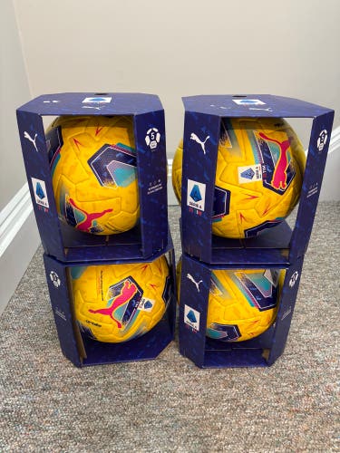 Puma ORBITA SERIE A Match Ball SOCCER BALL Lot Of 4 Balls  ($150 MSRP) Yellow