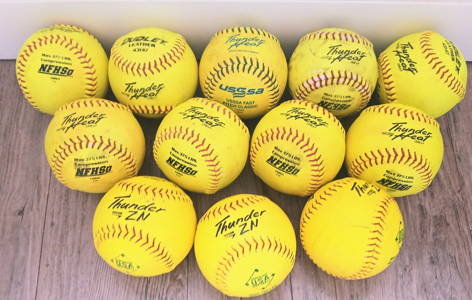 12 dudley thunderheat softballs, 9 fastpitch, 3 hycon ZN