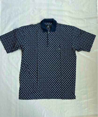 Alfred Dunhill 100% cotton Navy parsley embroidery Logo pocket Polo Shirt XL