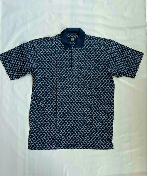 Alfred Dunhill 100% cotton Navy parsley embroidery Logo pocket Polo Shirt XL